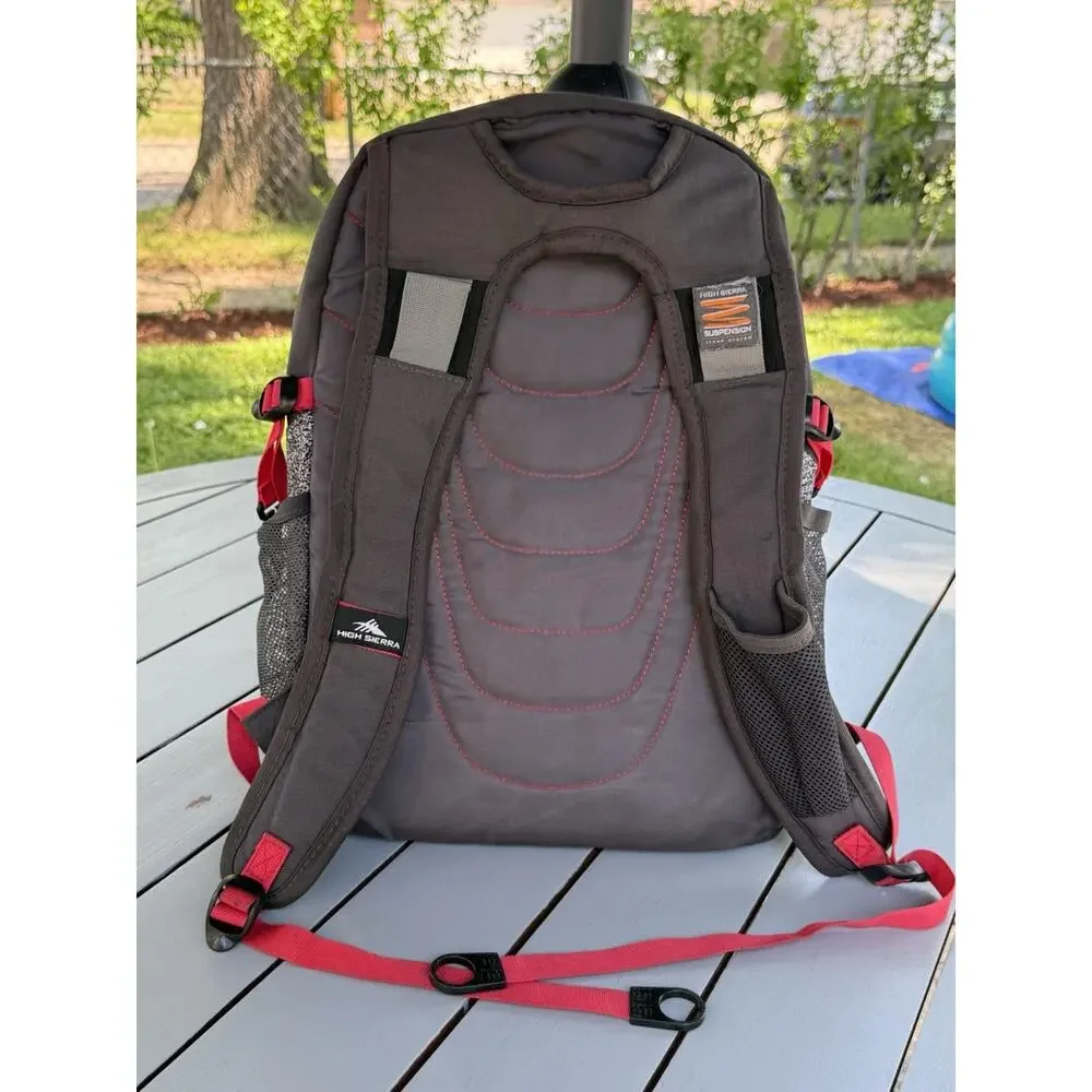 HIGH SIERRA Unisex Tactic Backpack 17” Laptop Pocket Gray Red Outdoor Travel Bag